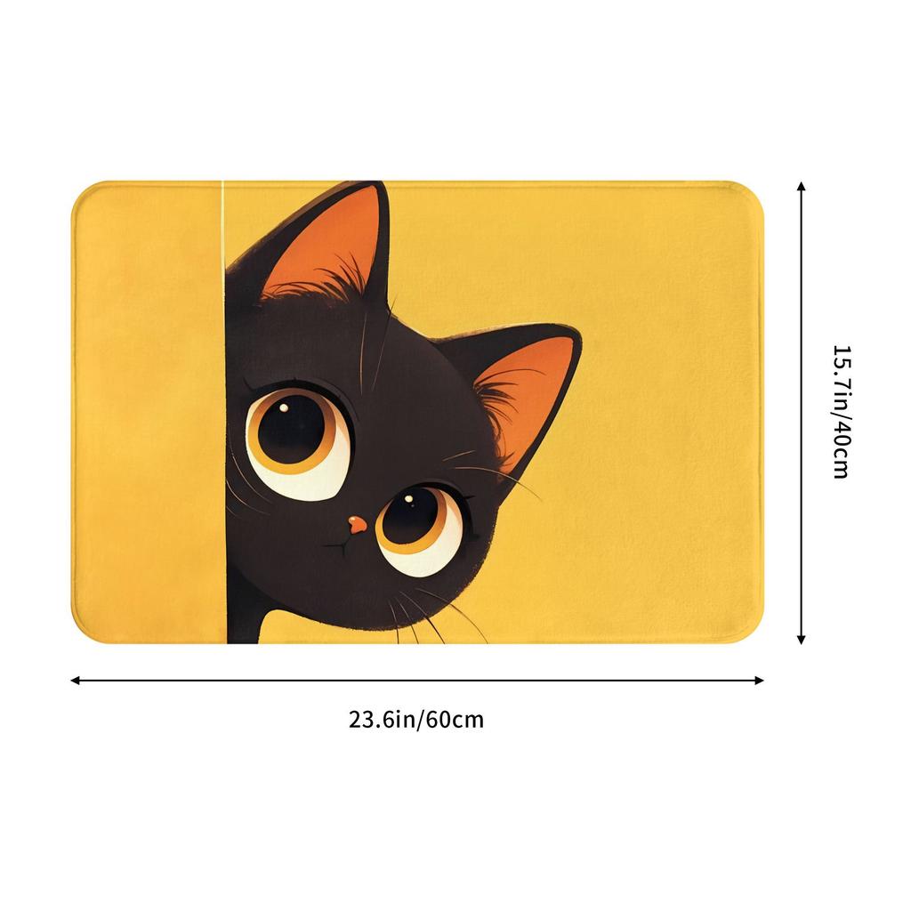 Cute Peeking Black Cats Fashionable Style Door Mat Machine Washable for Bathroom Bedroom Living Room Entrance