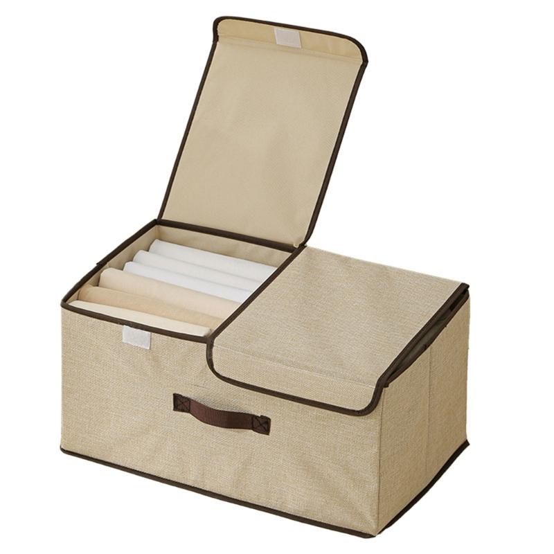 Space Saving Foldable Clothing Organizers Box Nonwoven Fabric Storage Container With Dividers And Protective Cover