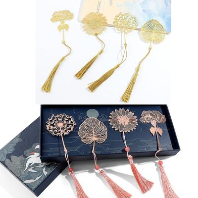Dandelion Flower Leaf Chinese Style Bookmark Hollow Tassel Sunflower Book Clip Reading Gift Stationery Pagination Mark