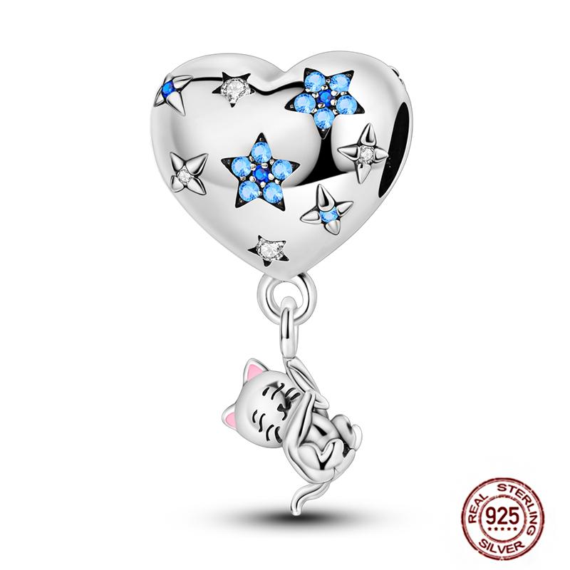 Round Clip Charms Plata Shining Moon Star Char Copper Spacer Clasp Fit Original Bracelet Glow Safety Chain Beads Diy Jewelry