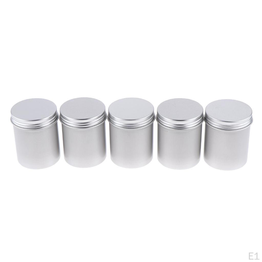 Aluminum Tin Jars Cosmetic Metal Tins Empty Container Pot Screw Lid for Candle, Lip , Salve, Makeup,