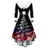 Women's Fashionable Casual Fitted Christmas Print Party Long-Sleeved Dress