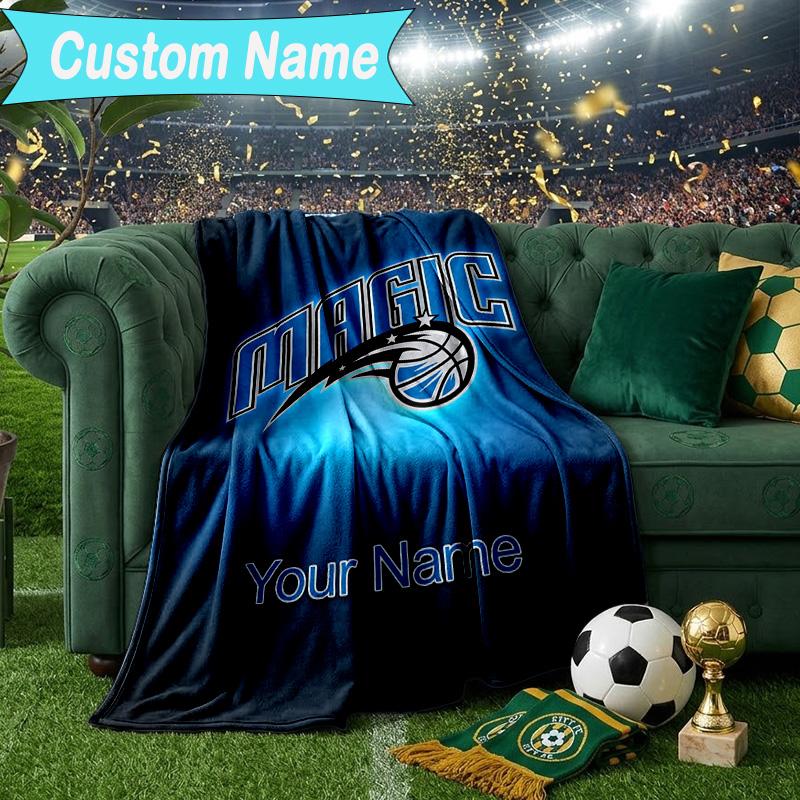 Custom Name Blanket Basketball Orlando Logo Blanket Bedding Blanket for Travel, Camping, Living Rooms, Offices, Sofas, Fan Christmas Gift