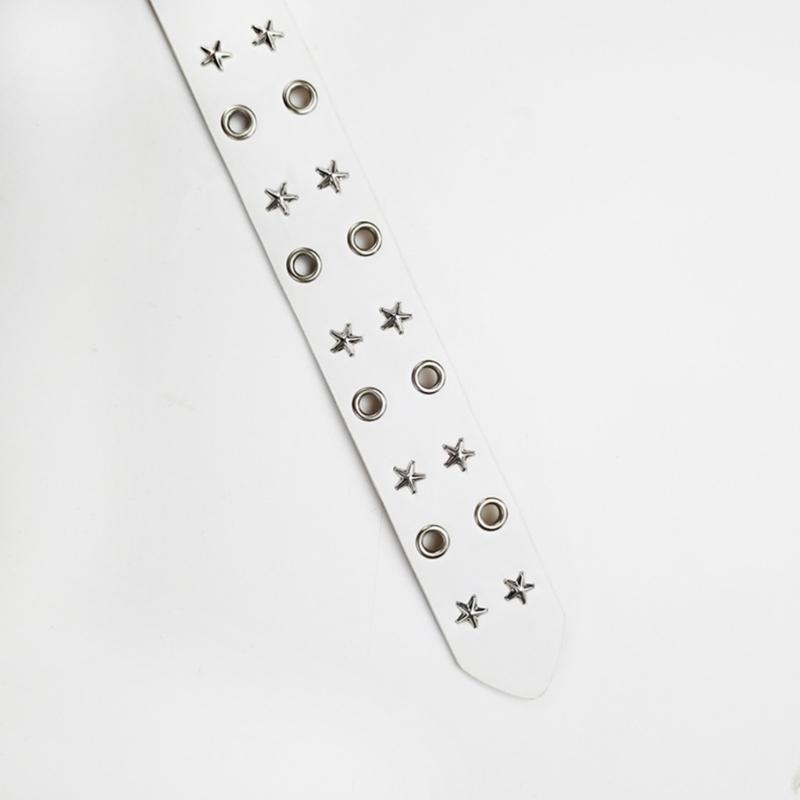 PU Leather Punk Waist Belt with Star Rivets And Double Buckles Holes For Daily Wear and Theme Occasion Dressingup Props