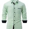 Cross-border New Fashion Men's Clothing Spring and Autumn Cotton Men's Color Matching Business Slim Casual Shirt Long-sleeved Shirt