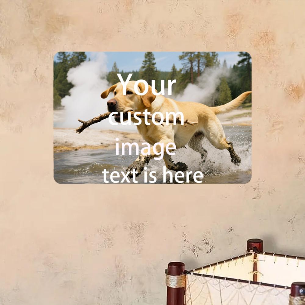 30x18 Cm Retro-style Customizable Wooden Sign with the Text "Customize Your Picture" for Home Cafe or Commercial Wall Decoration