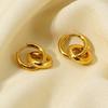 European and American Ins Simple Premium Double Ring DIY Removable Earrings Plated 11k Gold Stainless Steel Fashionable Waterproof Earrings Women