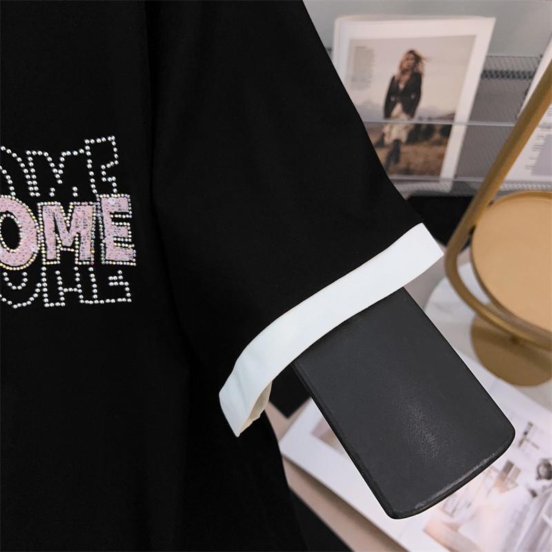 Plus Size Figurformendes, lockeres, mittellanges Kurzarm-T-Shirt für Damen – Rundhalsausschnitt 