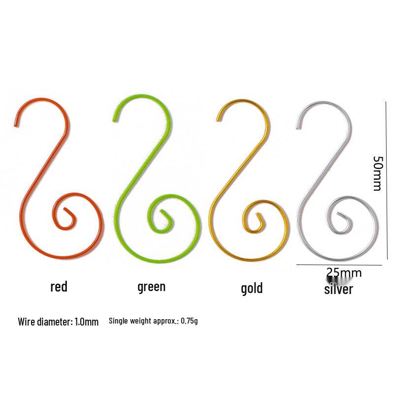 50-Pack Christmas S Hooks for Holiday Decorations - Stocking Holders & Tree Ornaments