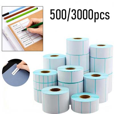 Rouleau d'autocollants en papier thermique imperméable 2x1cm Blanc vierge Étiquette code-barres à impression directe Étiquette de prix résistante à l'huile pour cuisine Bureau Étude
