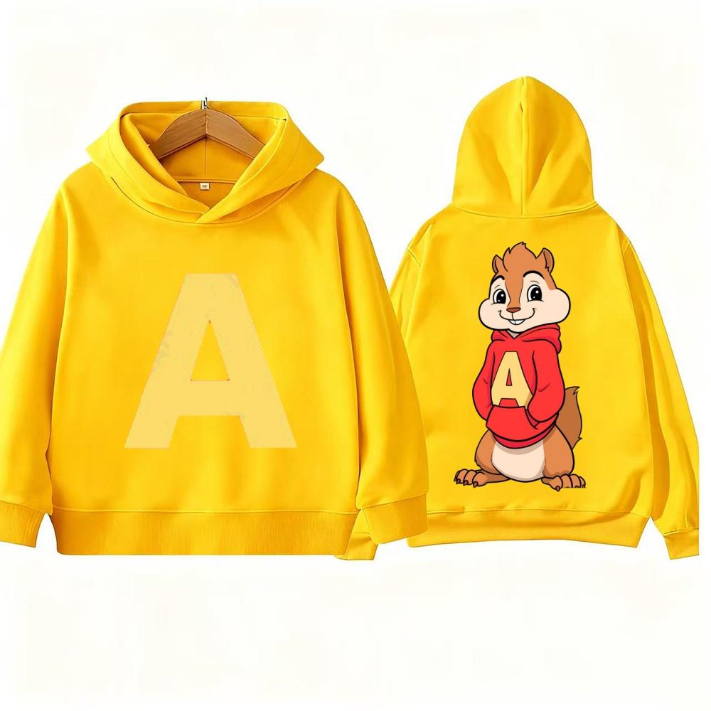 Sweat à capuche dessin animé Alvin et les Chipmunks Vert et Rouge Promotion Film pour enfants Animation Manches longues Sweat à capuche