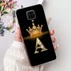 Clear Cover For Xiaomi Redmi Note 9s Case Fashion Luxury A-Z Letters Crown Soft TPU Phone Case M2003J6A1G