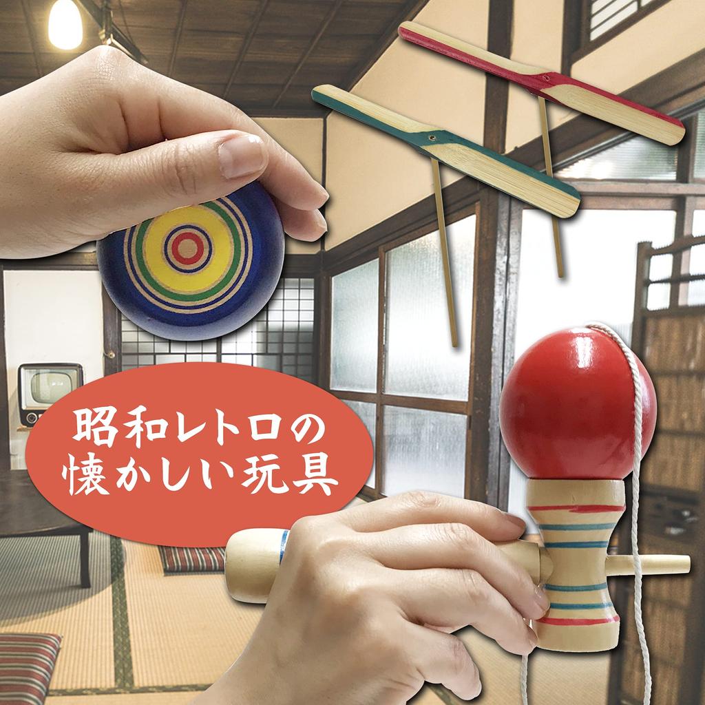 Nostalgic Toy Hand Play Wooden Bamboo Folk Toy Folk Educational Toys Wooden Bamboo Set, Toys, Kendama, Yo-Yo, Dragonfly, Toys, Set, Crafts, Toys,