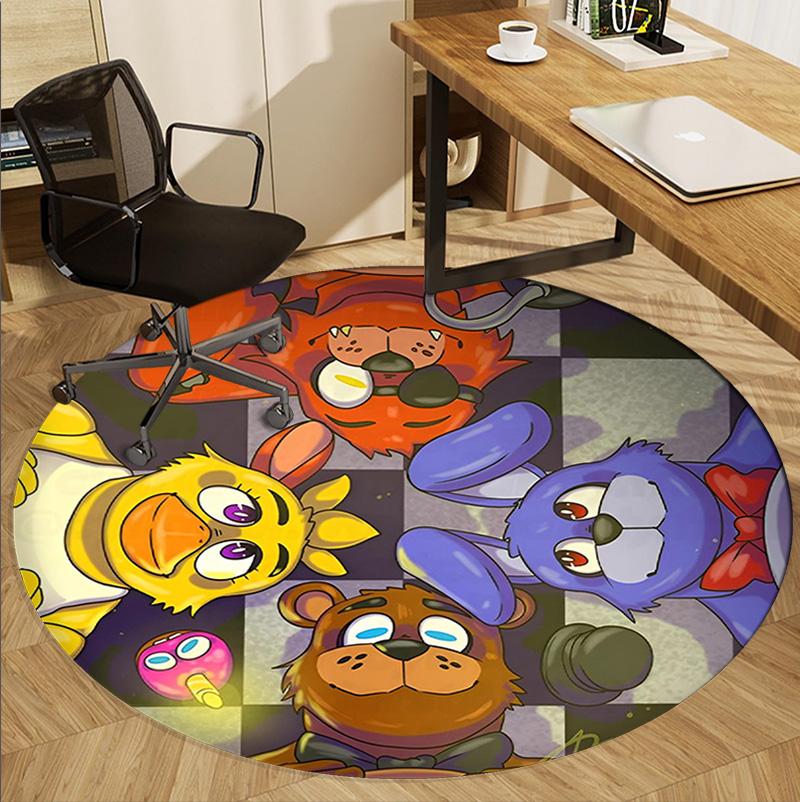 Five Nights at Freddy's Pattern Round Rug, Indoor/Outdoor Mat, for Picnic, Gameroom, Bedroom, Office, Living Room, Home Decor Carpet, Birthday Gift
