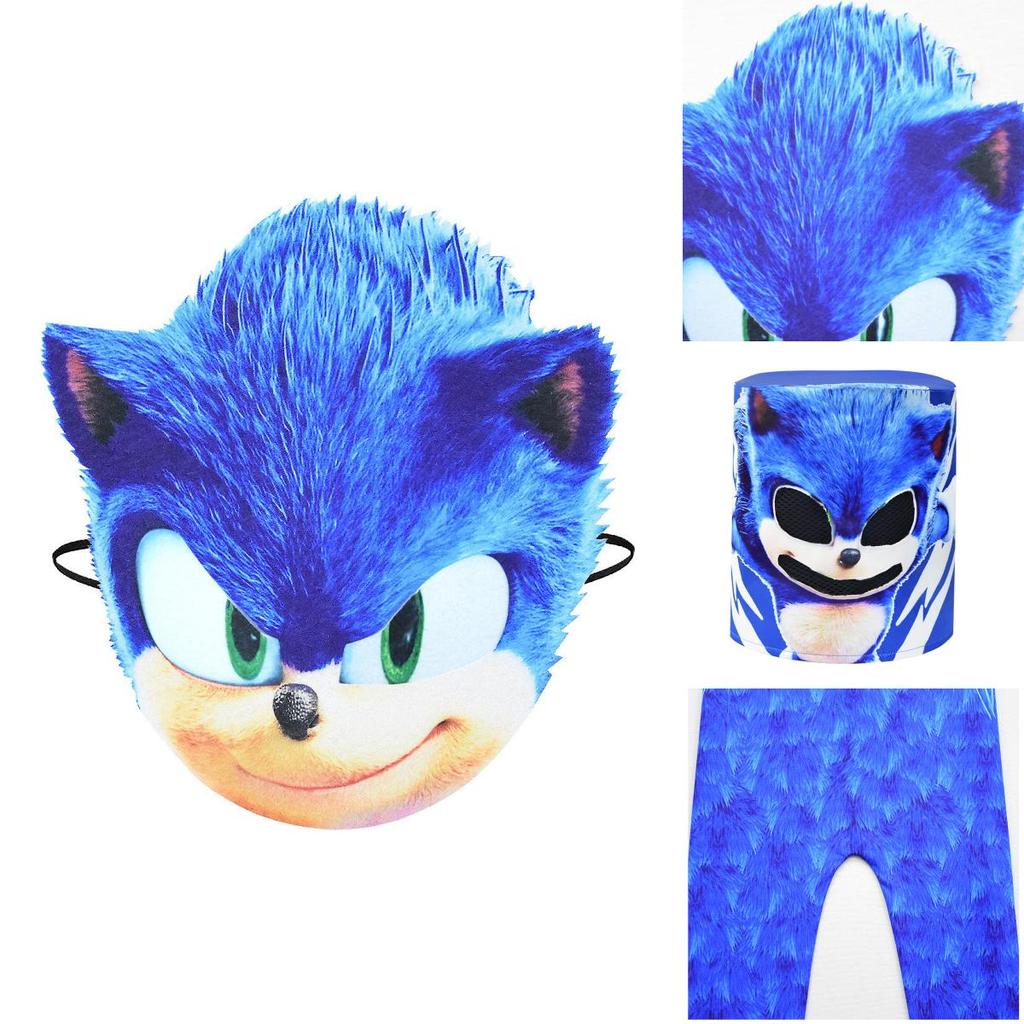 Blue Sonic Hedgehog Cosplay Mask For Kids With Eye-catching Design And One-size-fits-most Feature