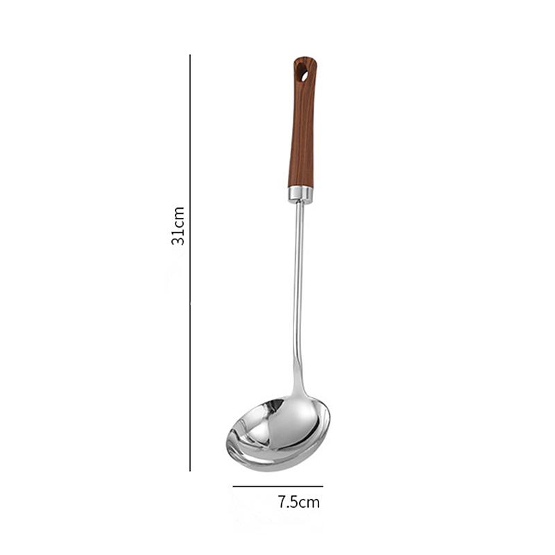 Long Wooden Handle Skimmer Soup Spoon Ladle Serving Tablespoons Stainless Steel Tableware Kitchen Items All with Free Shipping