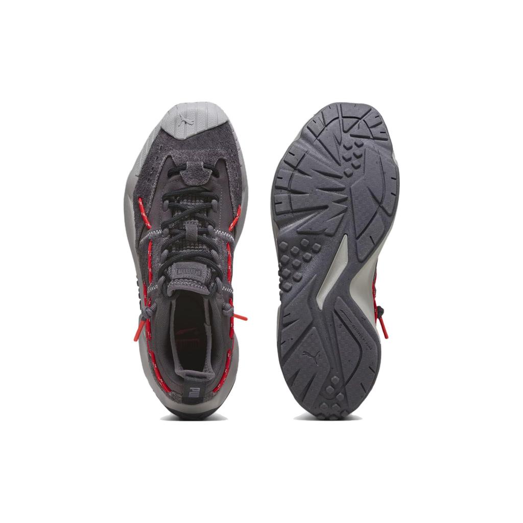 Puma Plexus Leather Comfortable Versatile Shock Absorbing Durable Low Top Lifestyle Casual Shoes Unisex Shoes Charcoal-Black 386329-07