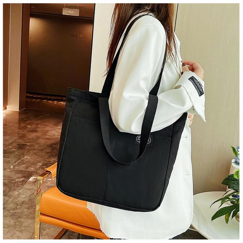 2025 Pure Color Simple Large Capacity Shoulder Bag Tote Shopping Bag
