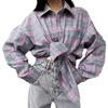 2024 Retro Plaid Lapel Loose Long-Sleeve Women's Shirt