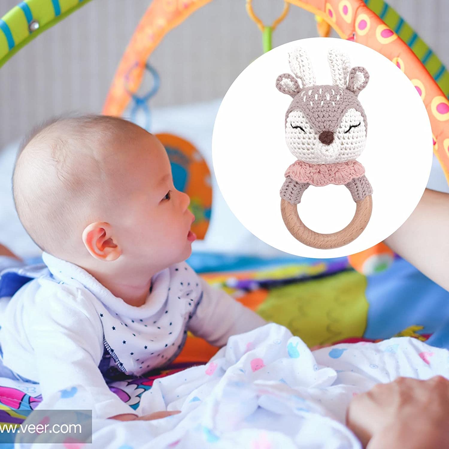 Деревянная детская погремушка Монтессори — фото 6