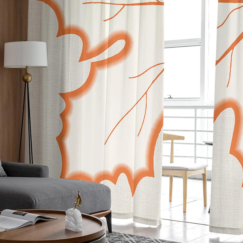 Thanksgiving Autumn Maple Leaf Sheer Curtains For Living Room Bedroom Tulle Curtain For Kitchen Voile Curtain Blind Panels