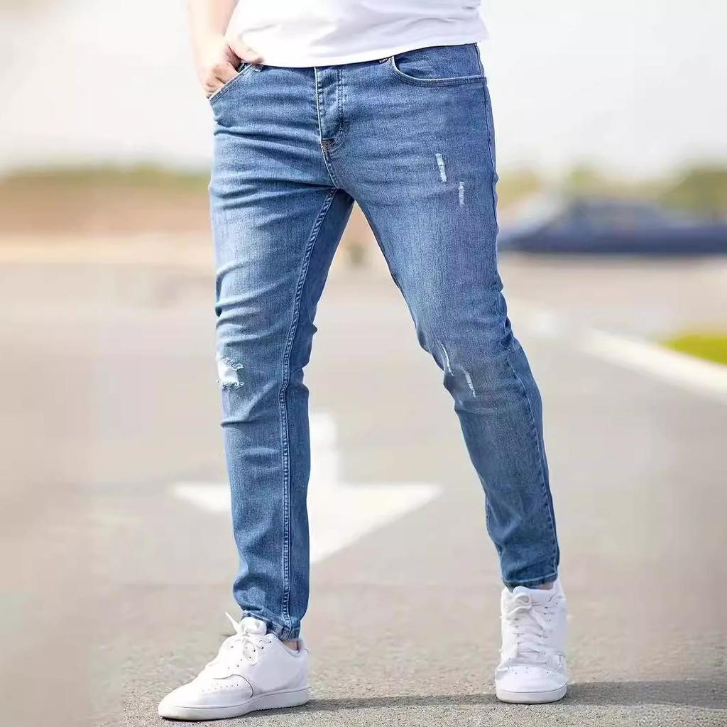 Men's ripped jeans skinny jeans clothes sale