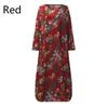 Women Vintage Casual Floral Printed Loose Dress Kaftan Long Maxi Shirt With Timeless Design