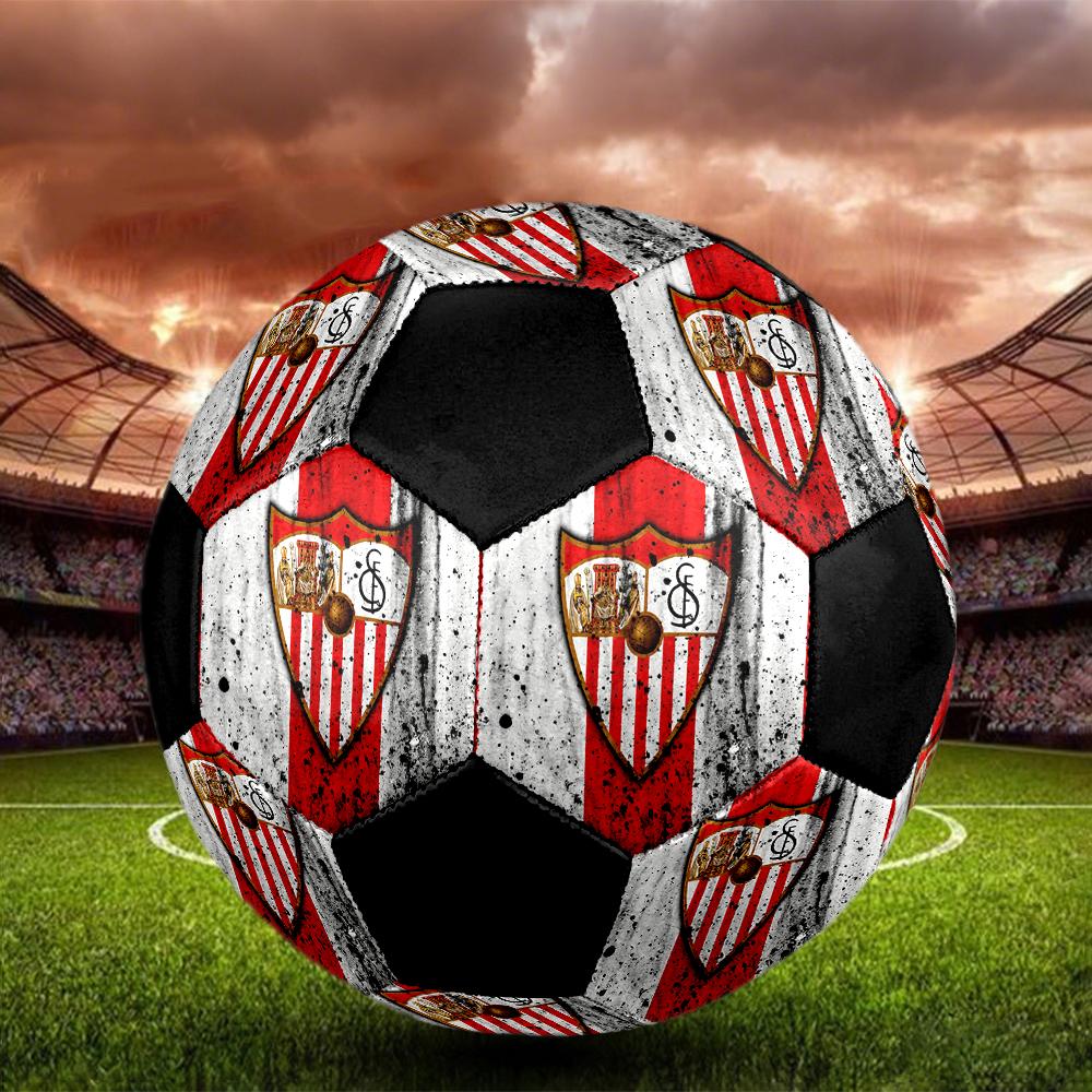 SIZE 5 Sevilla FC Soccer Ball Colorful All Ages Machine Stitched PVC Competition Ready Durable High-Bounce