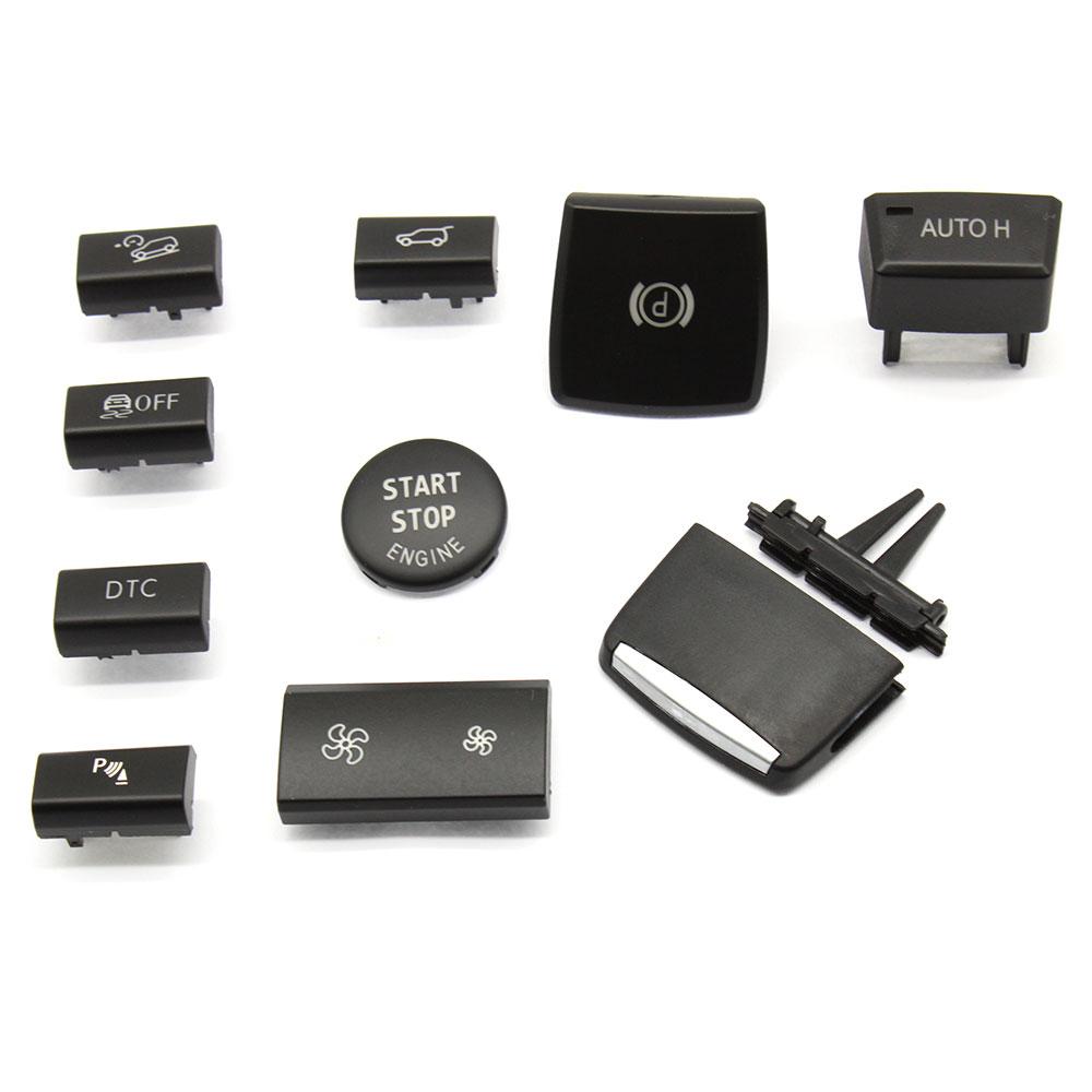 For BMW X5 X6 E70 E71 Car Dashboard Keys AUTO Radar Sensor Rear Cover Parking Trunk Switch Start Stop Button AC Vent Slider Tabs