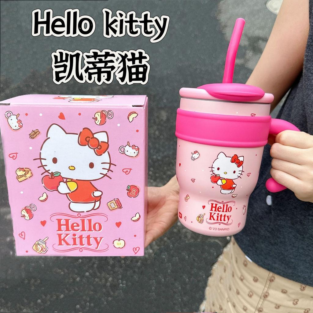 Cute Hello Kitty Stainless Steel Straw Cup For Girls Cartoon Design Portable And High-quality