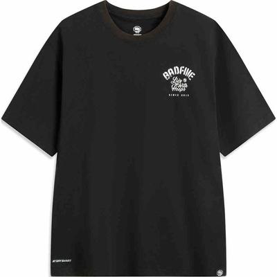 Li Ning Basketball Series Bad Five Letter Round Neck Breathable Versatile Loose Short Sleeve T-Shirt Men T-Shirts Black AHSV031-5