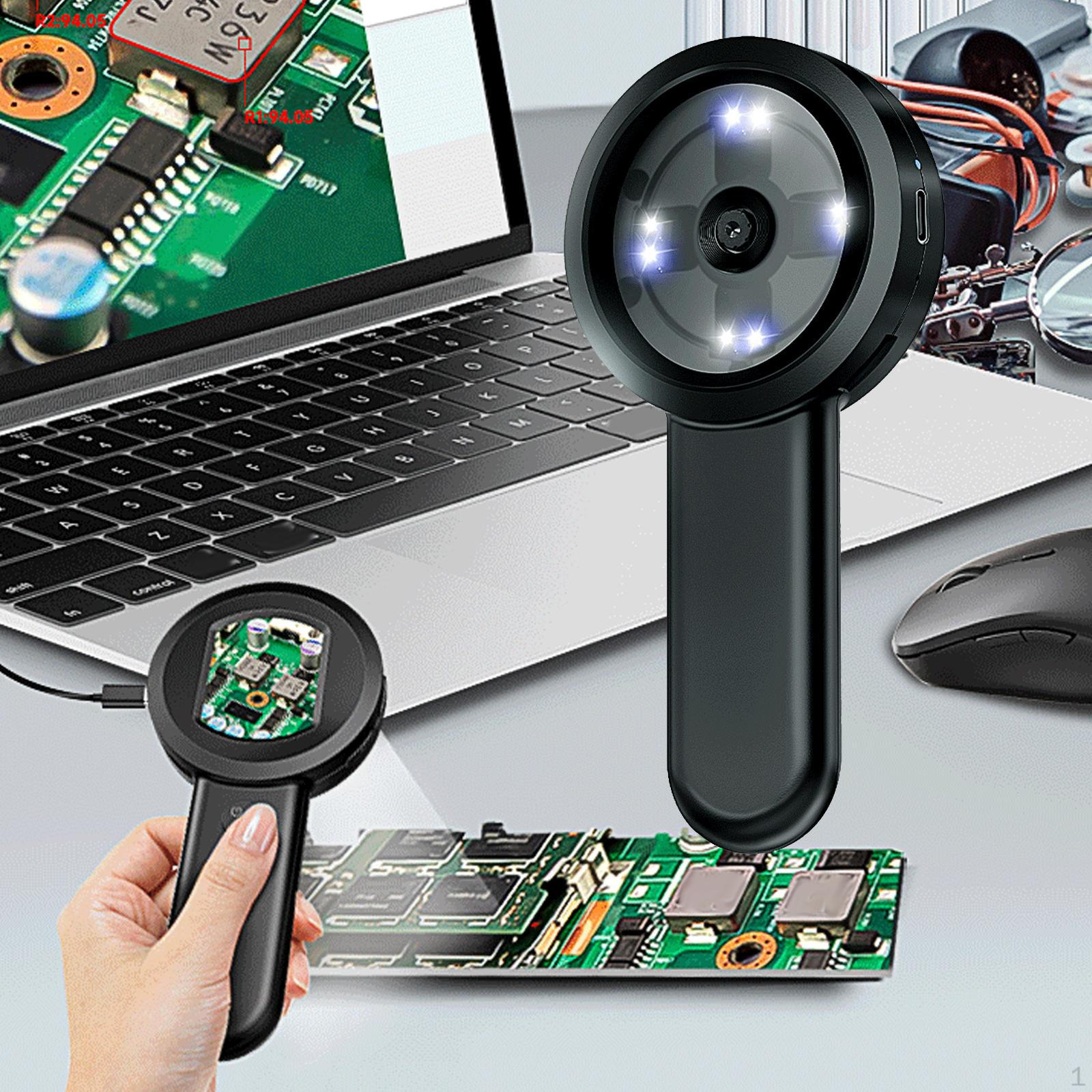 

Інструмент цифрового збільшувального скла з двокольоровим режимом освітлення 2-дюймовим екраном чорний