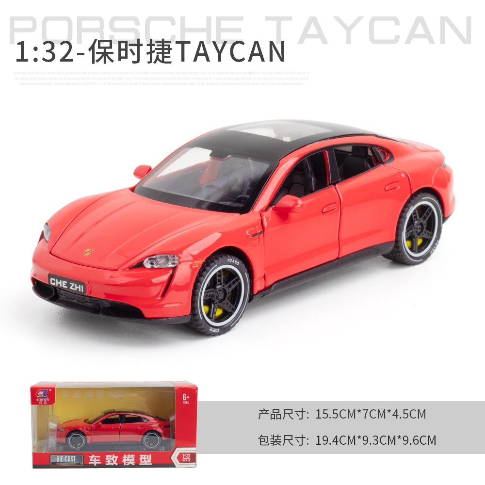1:32 Porsche Taycan High-Simulation-Automodelle aus Metallguss, Sportwagen mit Sound und Licht, Rückziehmechanismus, Supercar-Geschenke für Kinder