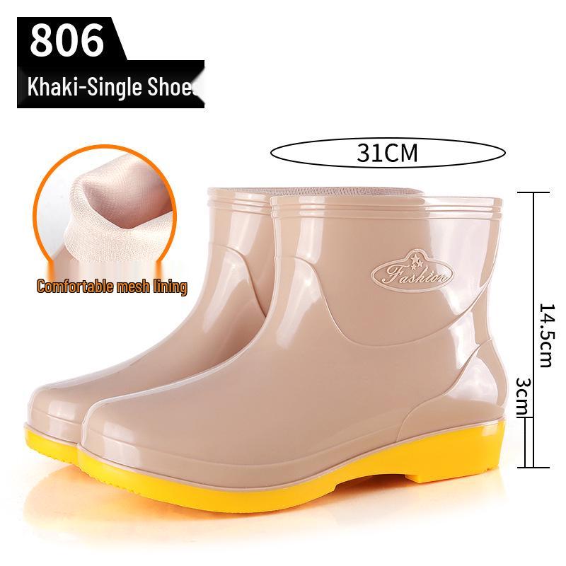 Simple Four Seasons Waterproof Women's High-Top Rain Boots and Shoes for Labor Protection and Cleaning
