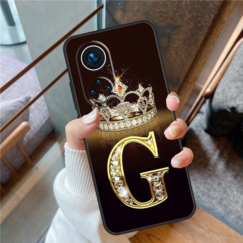 Letter Monogram Gold Marble Case For Honor Magic 5 Pro 50 70 90 Lite X6 X7 X8 X9 8X 9X Honor X7a X6a X8a X9a X9b Cover