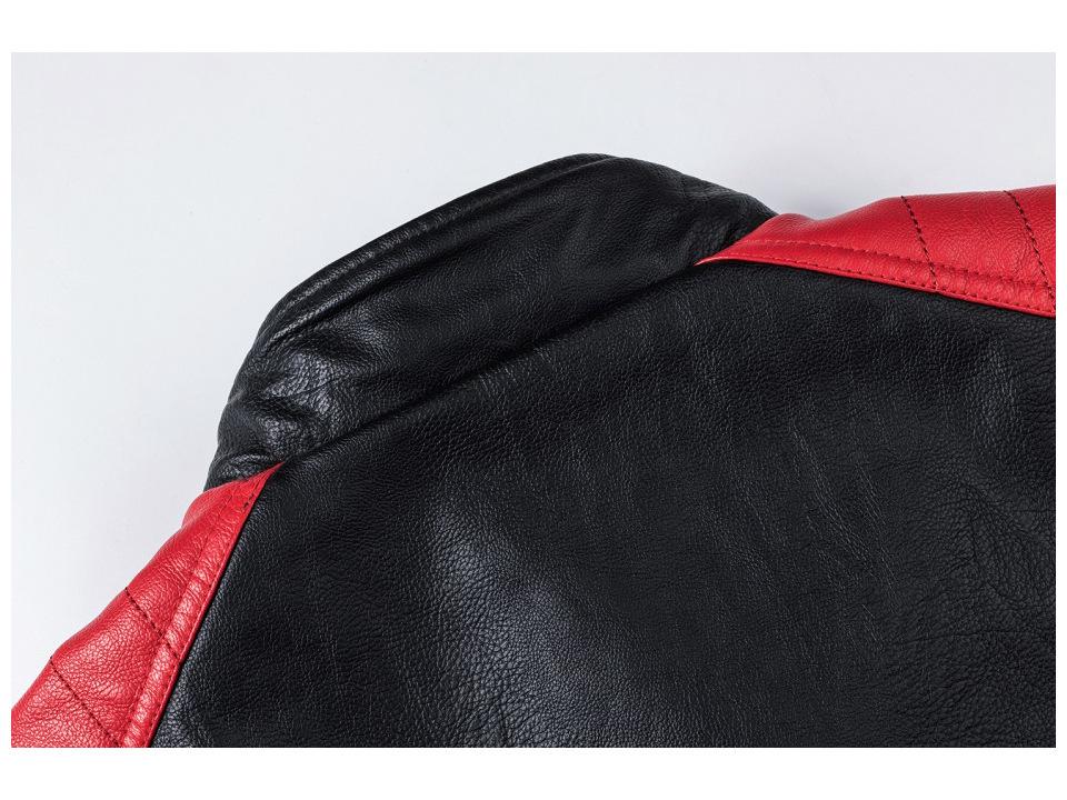 Męska Retro Patchworkowa Skórzana Kurtka Biker, Stójka, Ciepła, Jesień/Zima Casualowa Moda