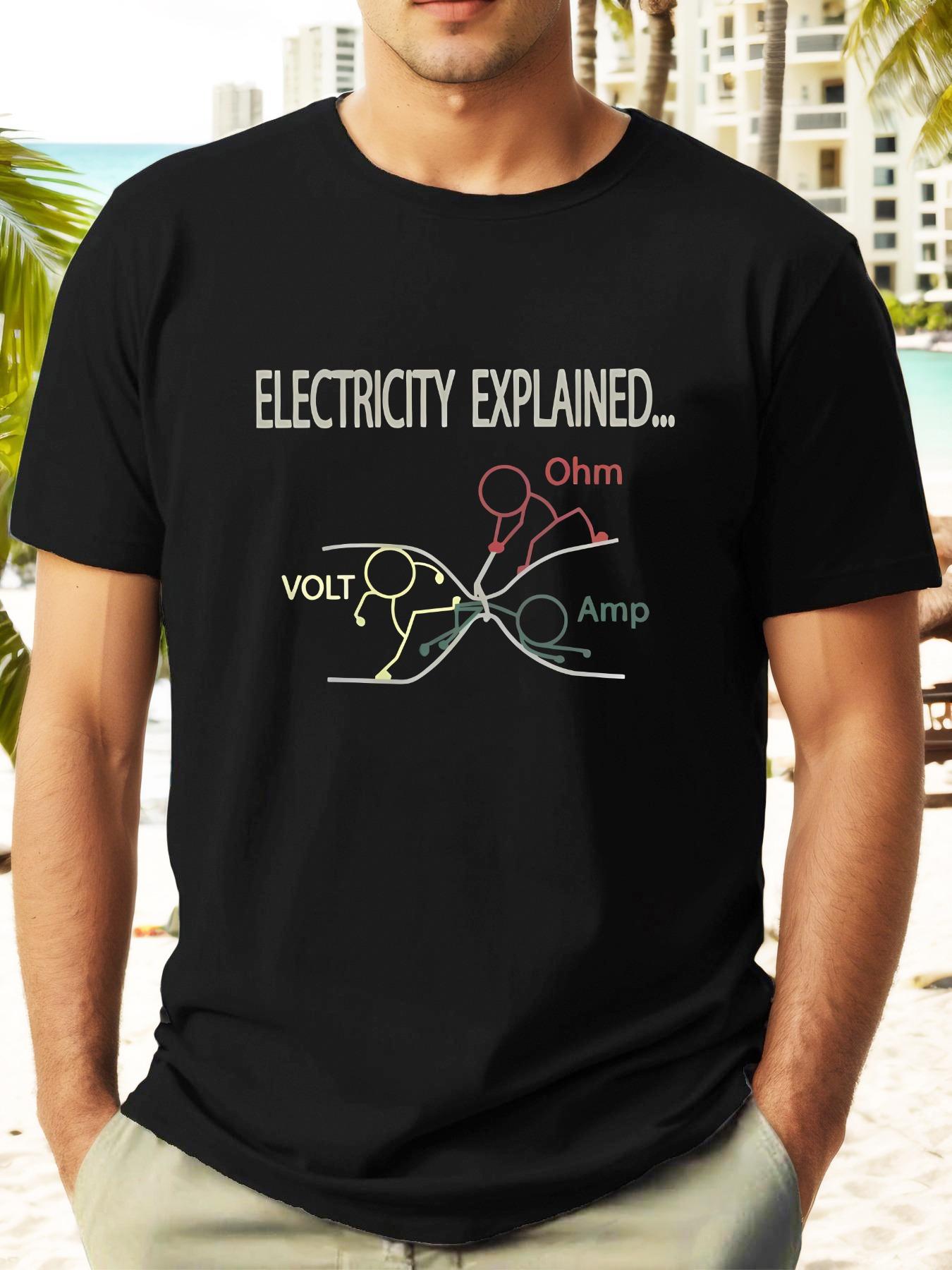 

Funny Electricity Explained Graphic T-shirt - Casual Summer Short Sleeve Crewneck XXXXL