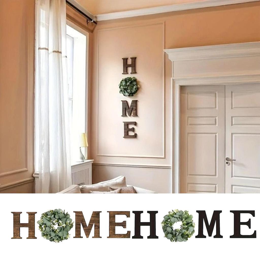 Wooden Letters Wall Sign With Artificial Eucalyptus Wreath Hanging Farmhouse Wall Decor For Kitchen Entryway Wedding Holiday