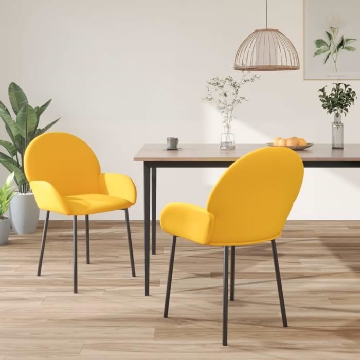 VidaXL Chaises de salle à manger 2 pcs Jaune Velours 344770