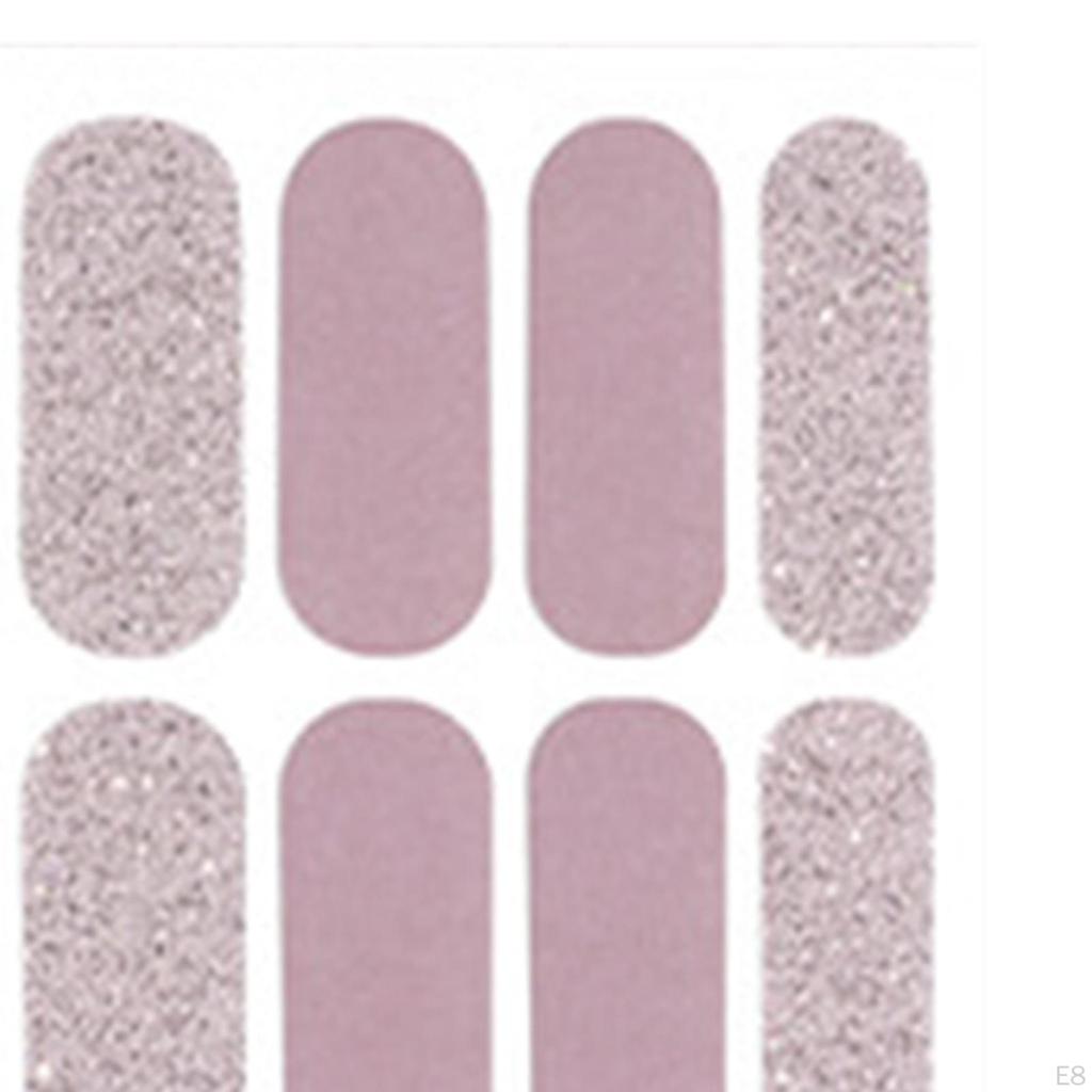 16 Pieces Cured Gel Nail Strips, Stickers with File, Patches Semi