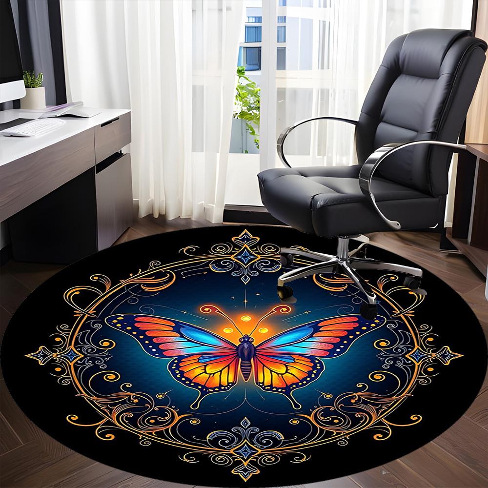 1pc Butterfly Mandala Chair Carpet for Office, Soft Flannel Throw Mat, Perfect for Office,Holiday Party Decoration Choice yy251113137