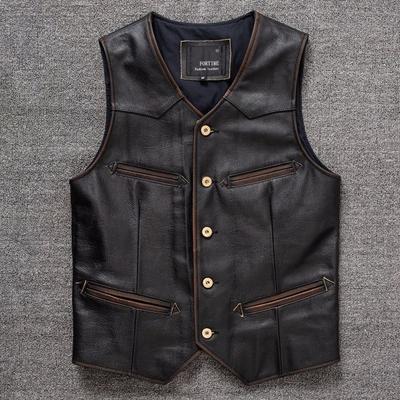 Neue Echte Lederweste Weste Camisole Retro Frühling und Herbst Stil