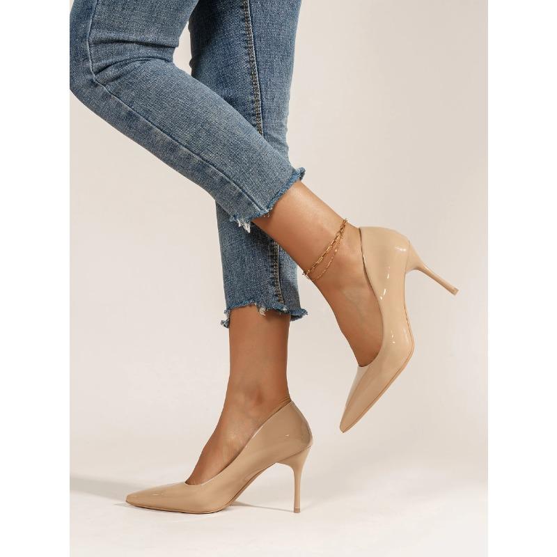 Mode 2025 Damen Sommer Neu Sexy Spitz Designer Einfarbig High Heels Elegant Kleid Party Flachmündig High Heels Übergröße