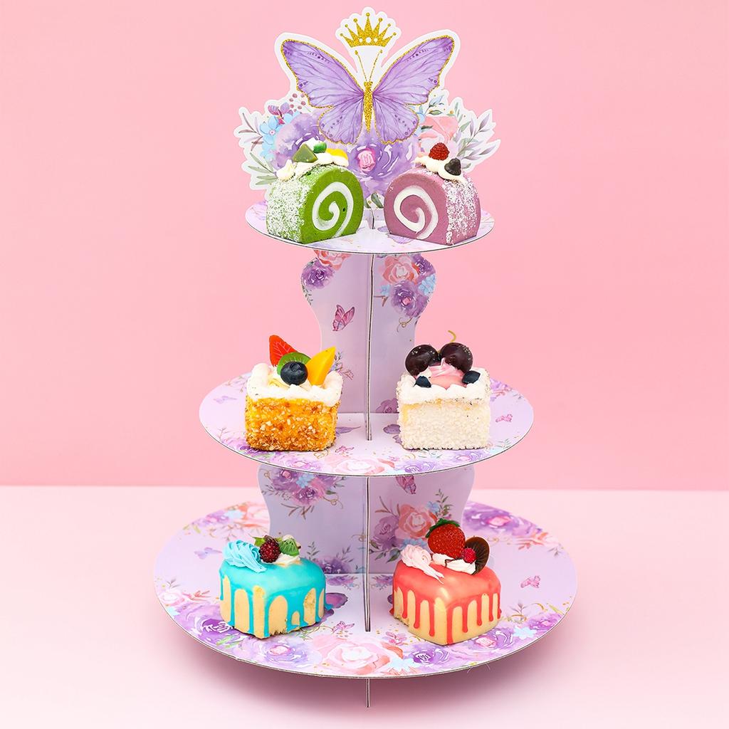 Purple Butterfly Cake Stand Butterfly Theme Birthday Party Decoration Kids Girl Baby Shower Wedding Party Supplies Cake Decor