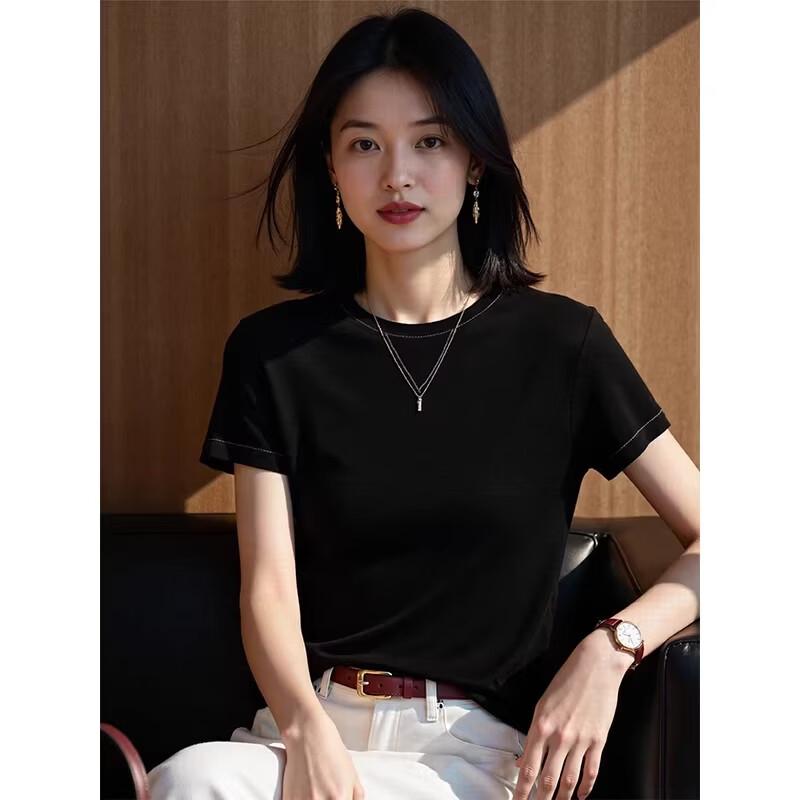 Basic House Women's Short Sleeve Silk Lyocell T-Shirt