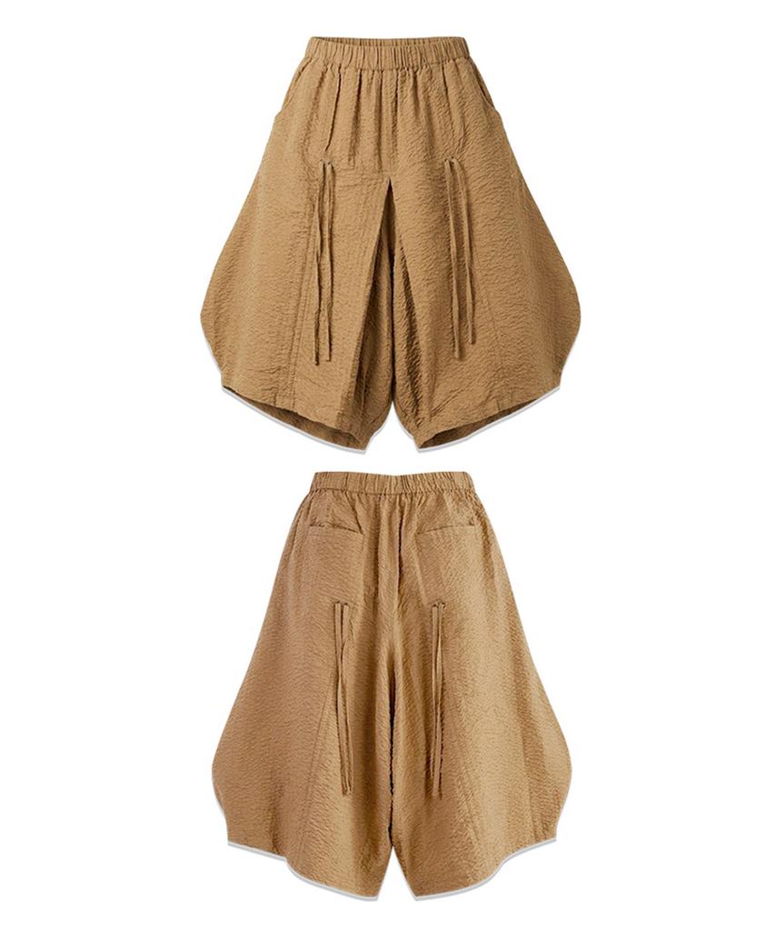 Lekyulli Shirring Skirt Pants Brown