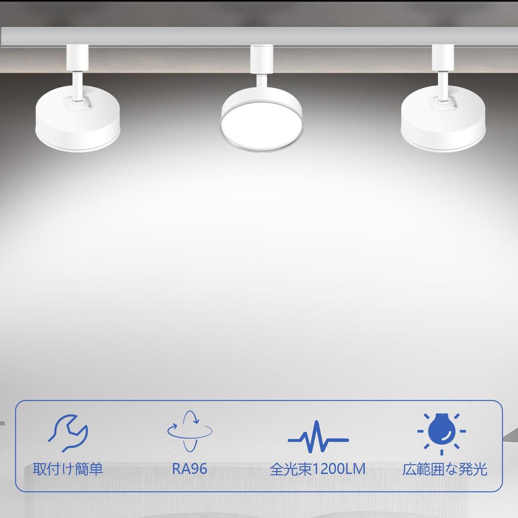 12W LED-Leuchte für Schienenkanäle, Hohe Leistung von 1200lm (120W Äquivalent), Integrierte Leuchte, Einfache Installation, Einstellbarer Winkel, für Schienenkanäle,