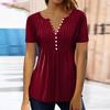 Vintage Gradient Print Women's Casual Shirt Blouse Short Sleeve Button Top Pullover Basic