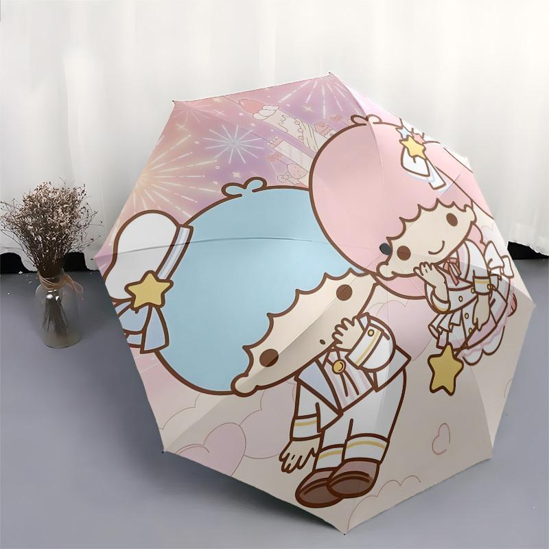 1pc Little Twin Stars Celebration Umbrella with Plastic Handle,Compact & Stylish,Suitable for All Seasons Home Travel Outdoor N198