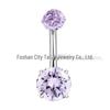 F136 Titanium 4-Prong 5A Cubic Zirconia Navel Ring - G23 Titanium Belly Button Piercing Jewelry